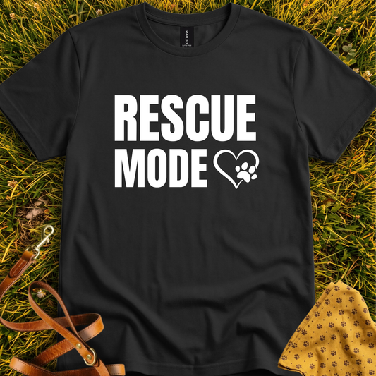Rescue Mode Heart & Paw T-shirt in Black - Furever Mode rescue dog tee