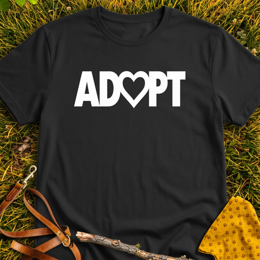 ADOPT T-shirt T-shirt in Black - Furever Mode rescue dog tee