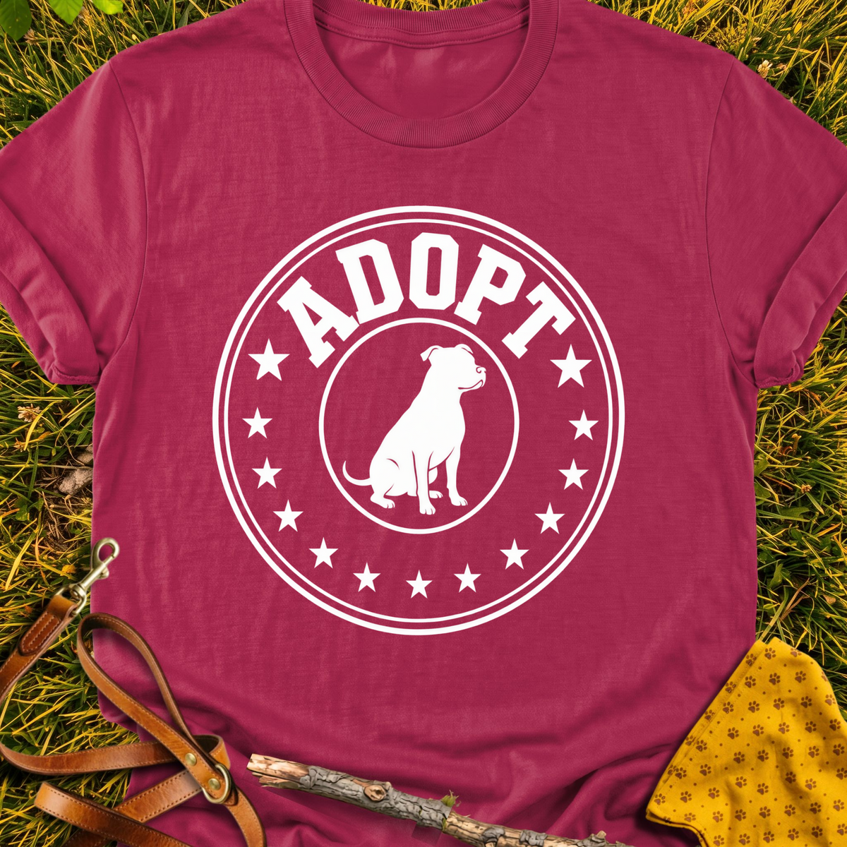 Adopt Pit T-shirt T-shirt in Cardinal Red - Furever Mode rescue dog tee