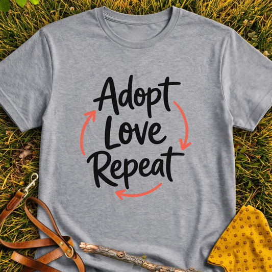 Adopt Repeat T-shirt T-shirt in Sport Grey - Furever Mode rescue dog tee