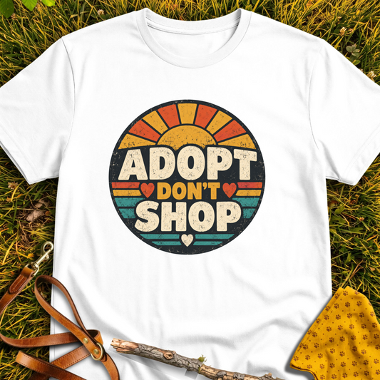 Adopt Sunset T-shirt T-shirt in White - Furever Mode rescue dog tee