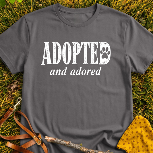 Adopted T-shirt T-shirt in Charcoal - Furever Mode rescue dog tee