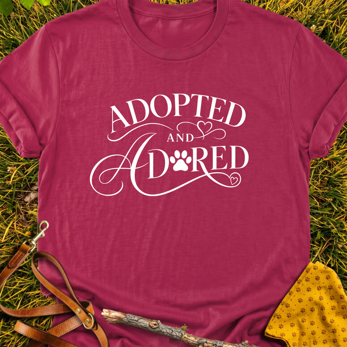 Adored T-shirt T-shirt in Cardinal Red - Furever Mode rescue dog tee
