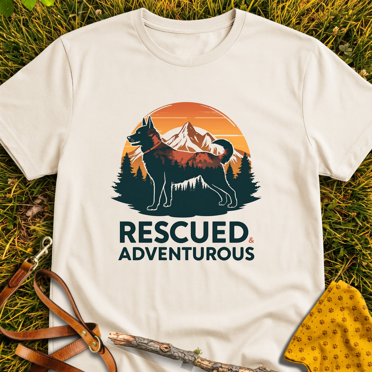 Adventurous T-shirt T-shirt in Natural - Furever Mode rescue dog tee
