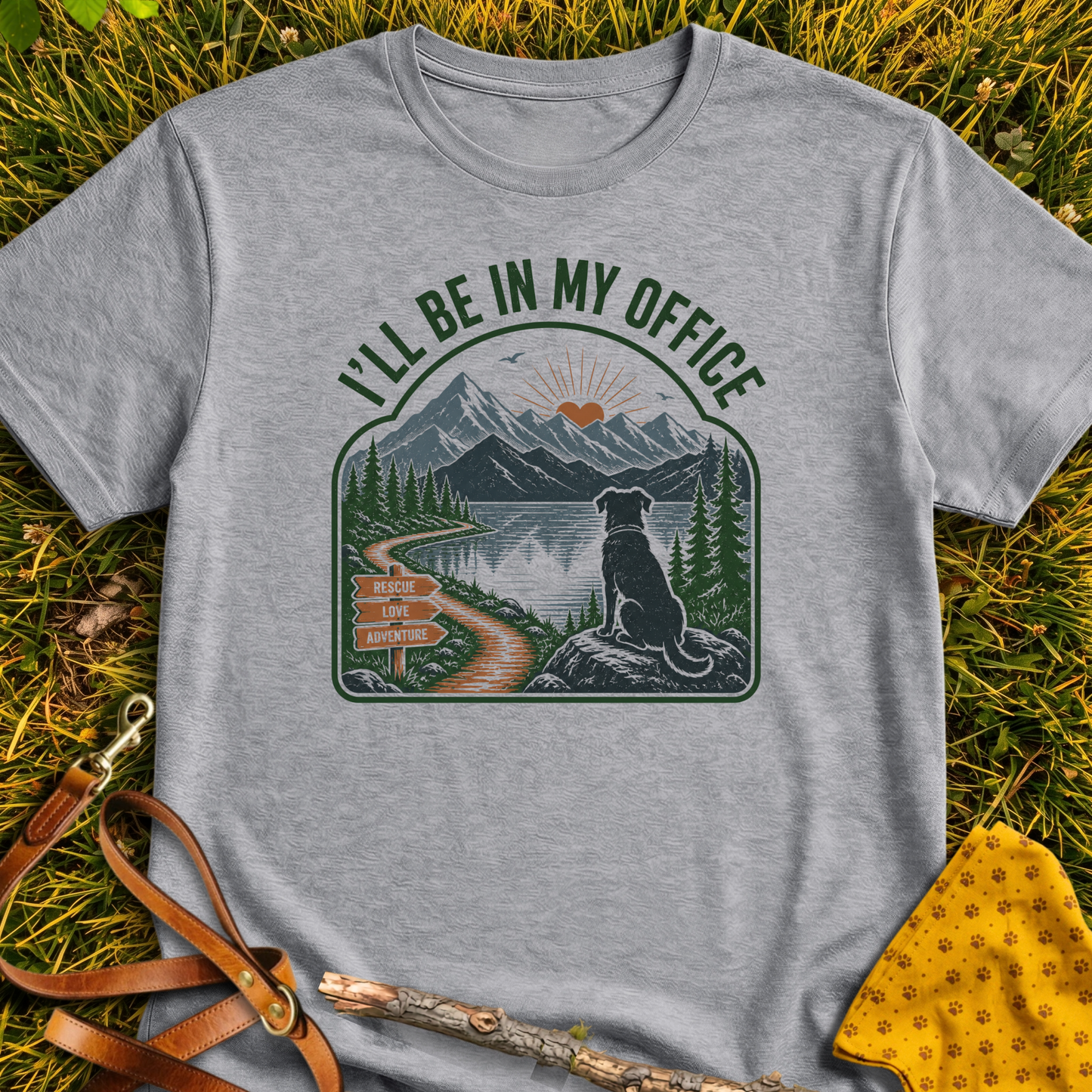 Be in My Office Hike T-Shirt T-shirt in Sport Grey - Furever Mode rescue dog tee