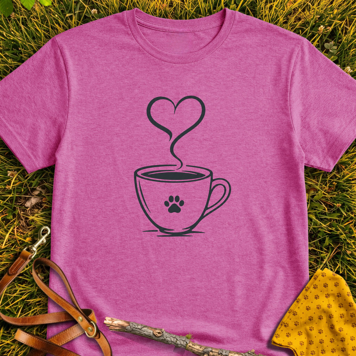 Cup of Love T-shirt T-shirt in Heather Berry - Furever Mode rescue dog tee