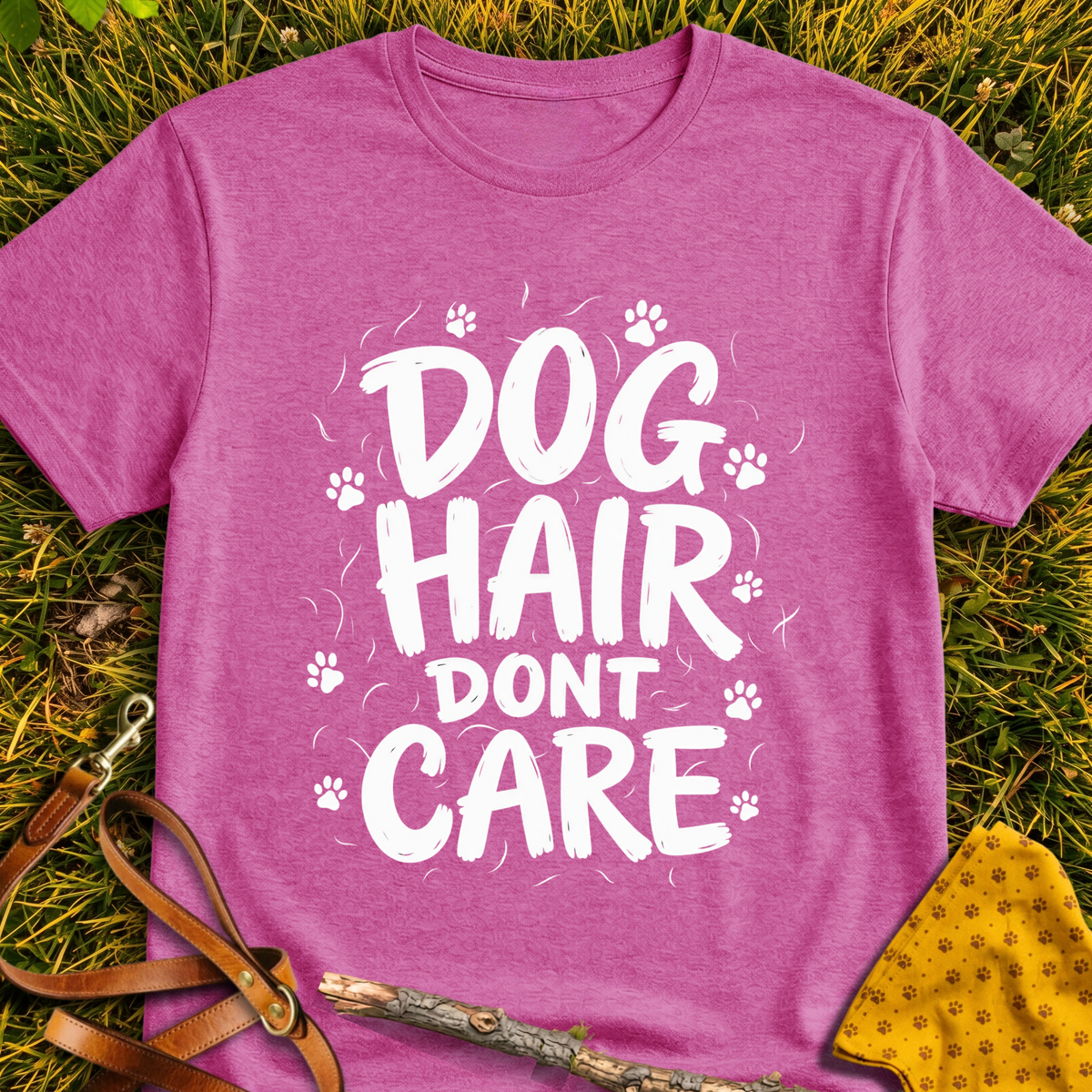 Dog Hair Don't Care T-shirt T-shirt in Heather Berry - Furever Mode rescue dog tee