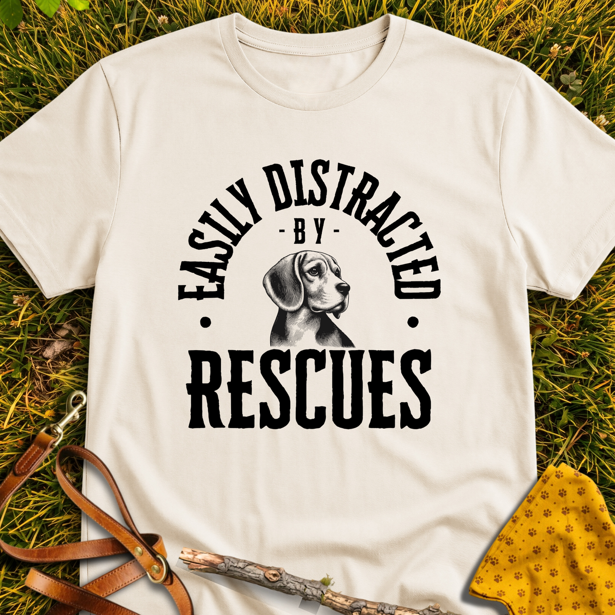 Easily Distracted T-shirt T-shirt in Natural - Furever Mode rescue dog tee