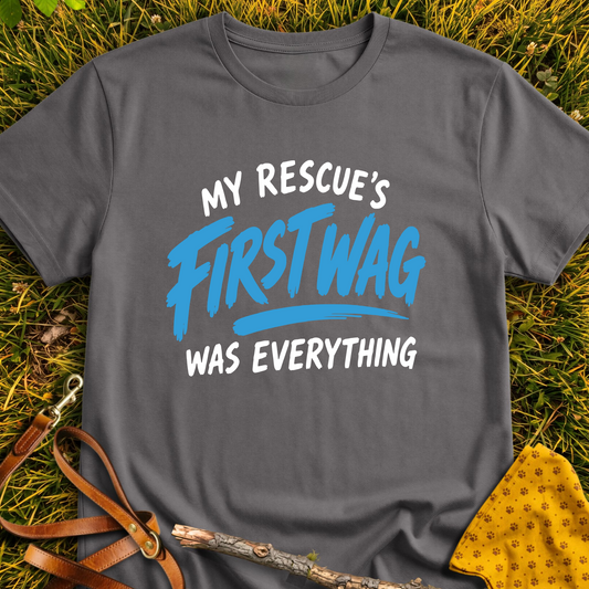 First Wag T-shirt T-shirt in Charcoal - Furever Mode rescue dog tee