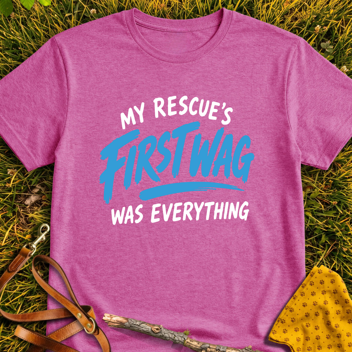 First Wag T-shirt T-shirt in Heather Berry - Furever Mode rescue dog tee