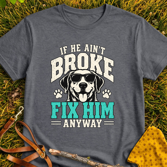 Fix Him T-shirt T-shirt in Dark Heather - Furever Mode rescue dog tee
