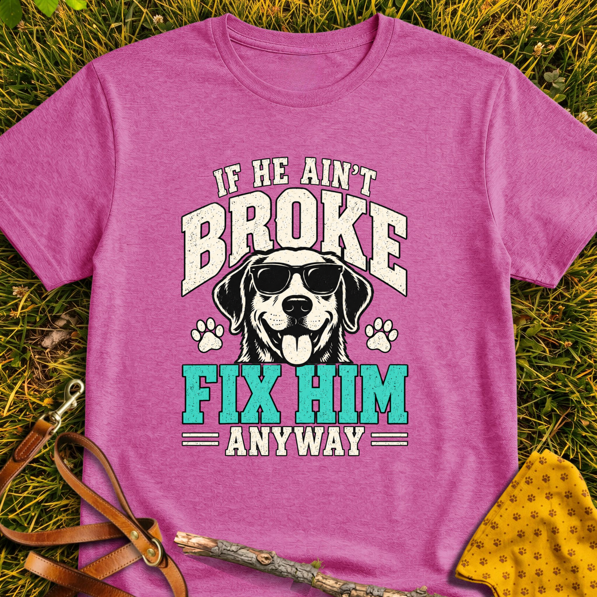Fix Him T-shirt T-shirt in Heather Berry - Furever Mode rescue dog tee