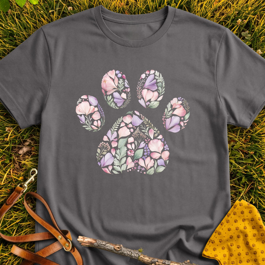 Flower Paw T-shirt T-shirt in Charcoal - Furever Mode rescue dog tee