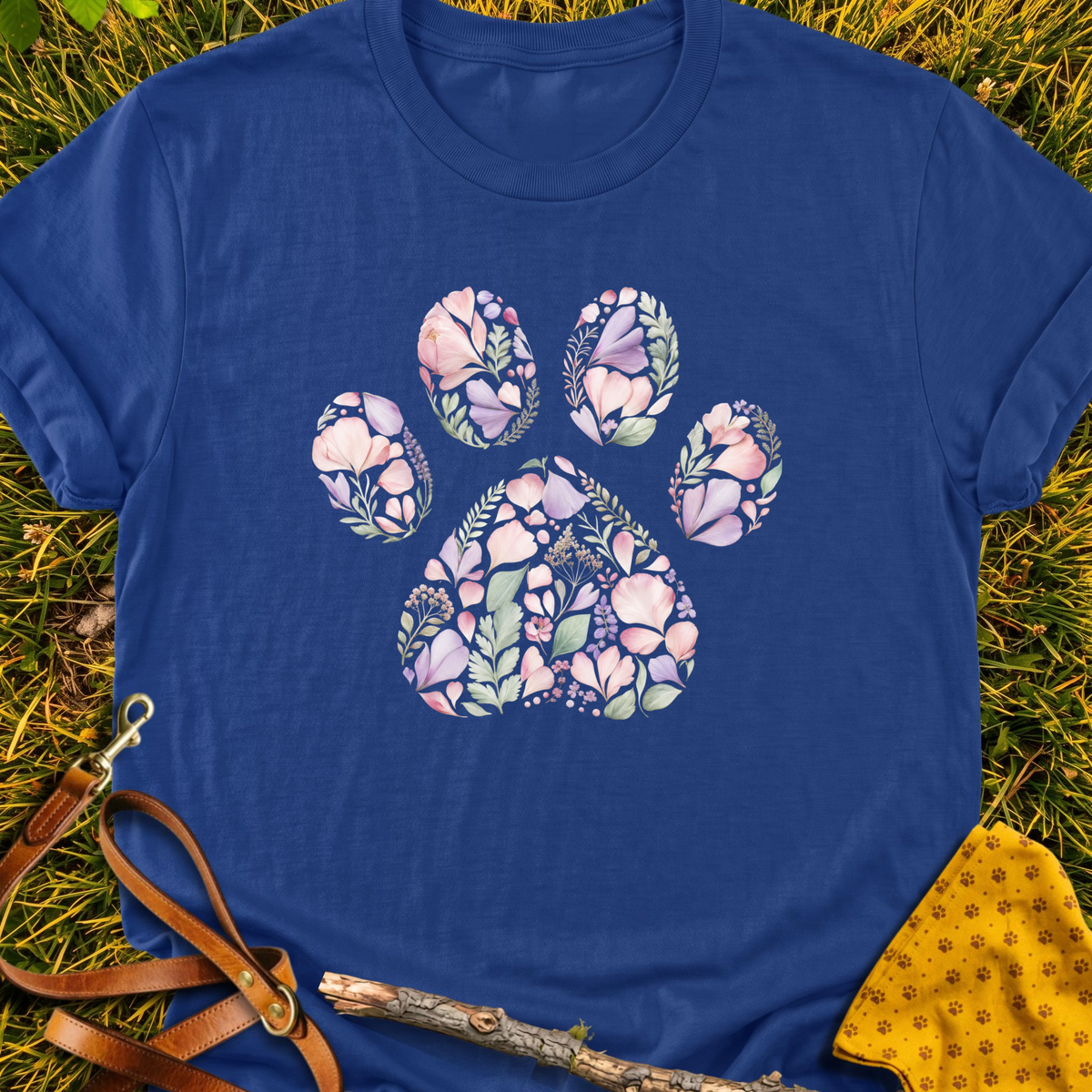 Flower Paw T-shirt T-shirt in Metro Blue - Furever Mode rescue dog tee