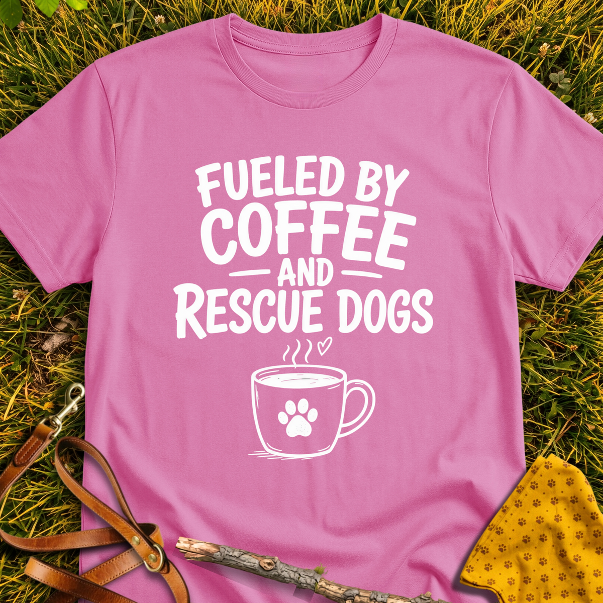Fueled By T-shirt T-shirt in Azalea - Furever Mode rescue dog tee