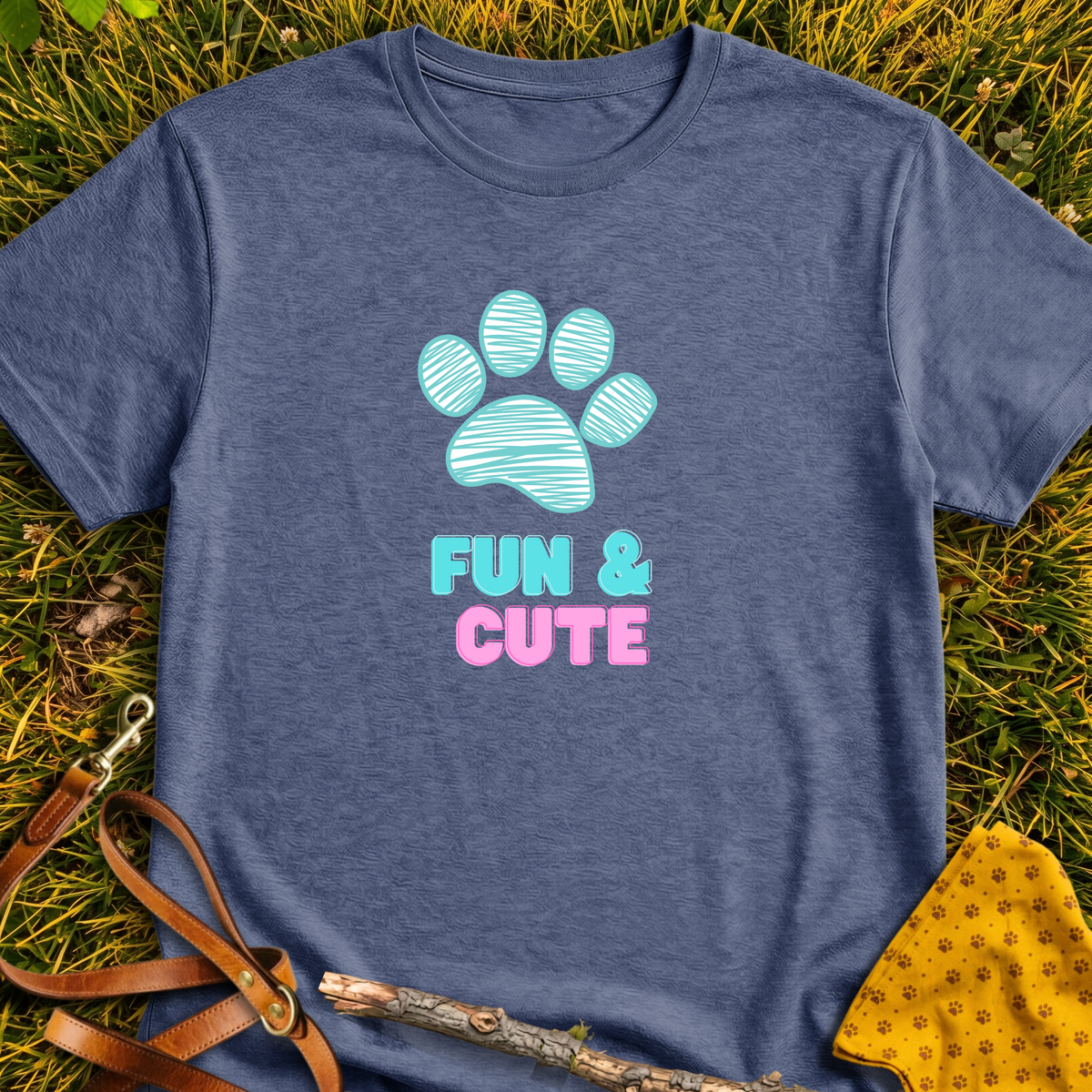 Fun & Cute T-shirt T-shirt in Heather Navy - Furever Mode rescue dog tee