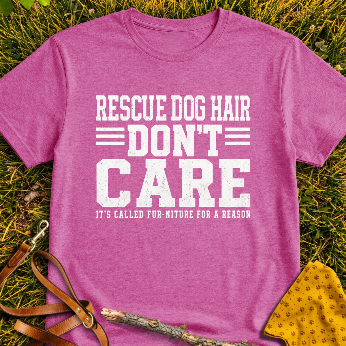 Fur-niture T-shirt T-shirt in Heather Berry - Furever Mode rescue dog tee