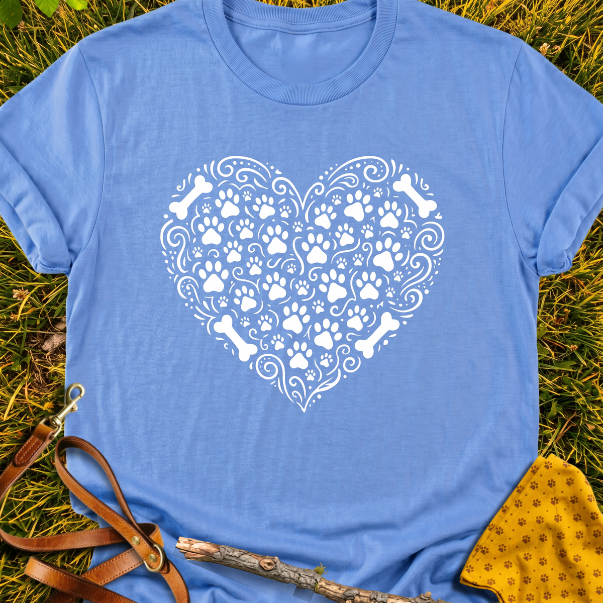 Heartfelt Pawprints T-shirt T-shirt in Carolina Blue - Furever Mode rescue dog tee