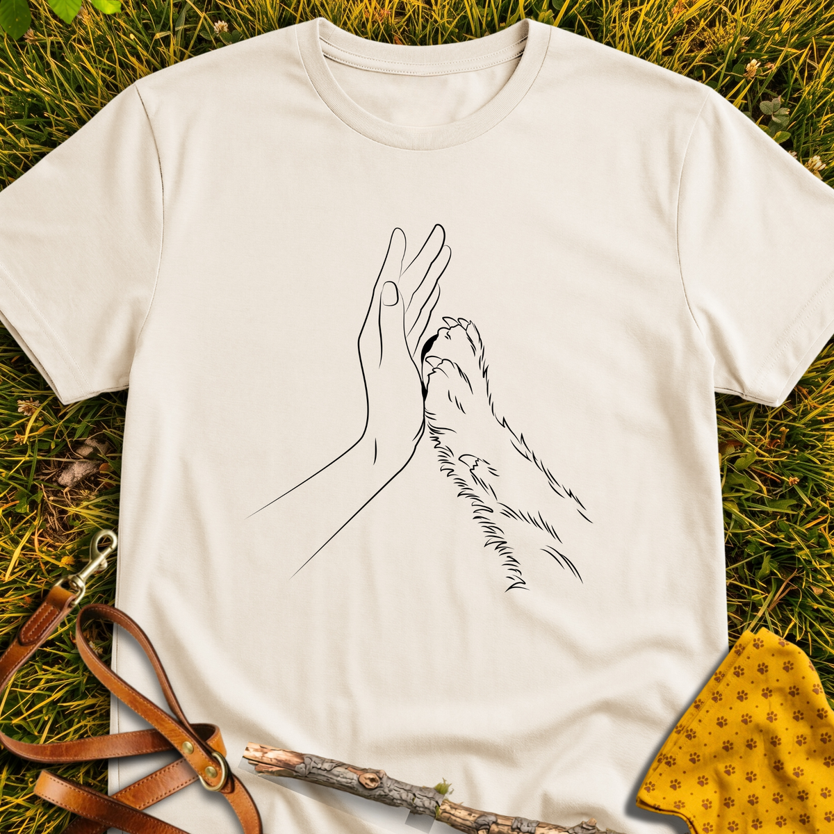 High 5 T-shirt T-shirt in Natural - Furever Mode rescue dog tee