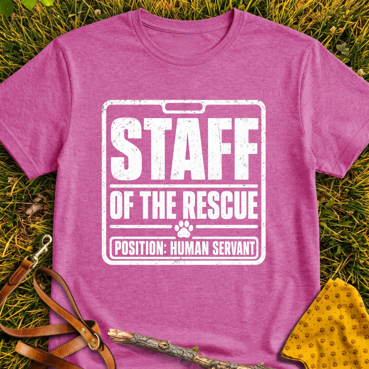 Human Staff T-shirt T-shirt in Heather Berry - Furever Mode rescue dog tee