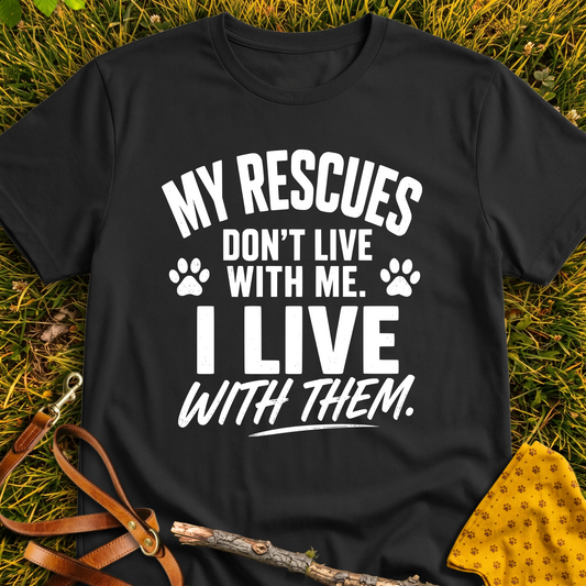 I Live With Them T-shirt T-shirt in Black - Furever Mode rescue dog tee