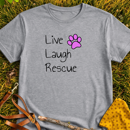 Live, Laugh, Rescue T-shirt T-shirt in Sport Grey - Furever Mode rescue dog tee