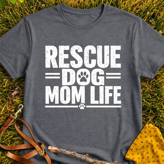 Mom Life T-shirt T-shirt in Dark Heather - Furever Mode rescue dog tee