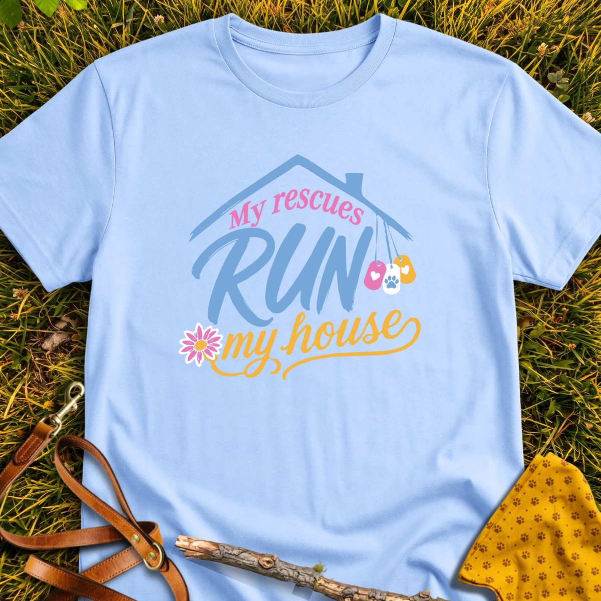 My Rescues T-shirt T-shirt in Light Blue - Furever Mode rescue dog tee