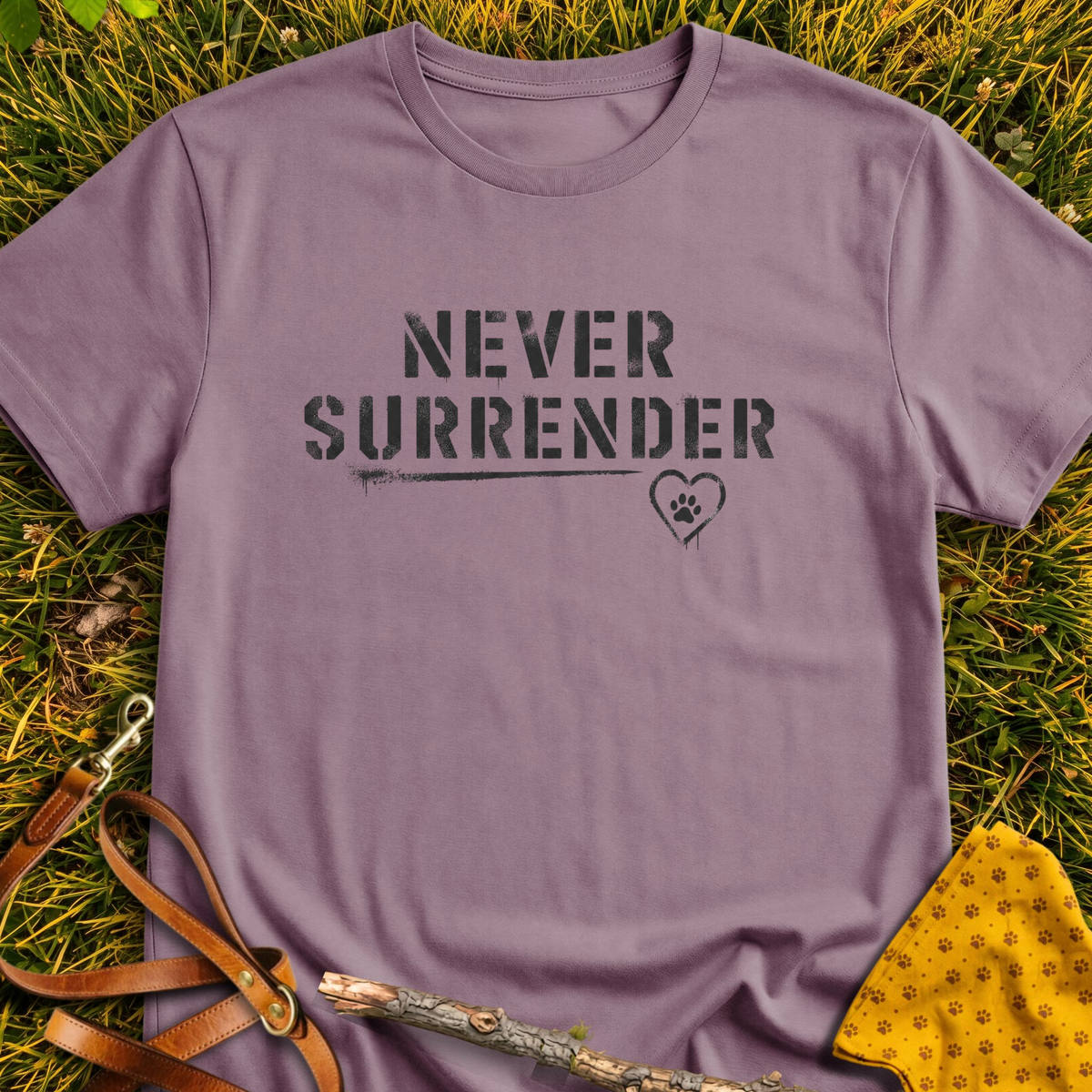 Never Surrender T-shirt T-shirt in Paragon - Furever Mode rescue dog tee