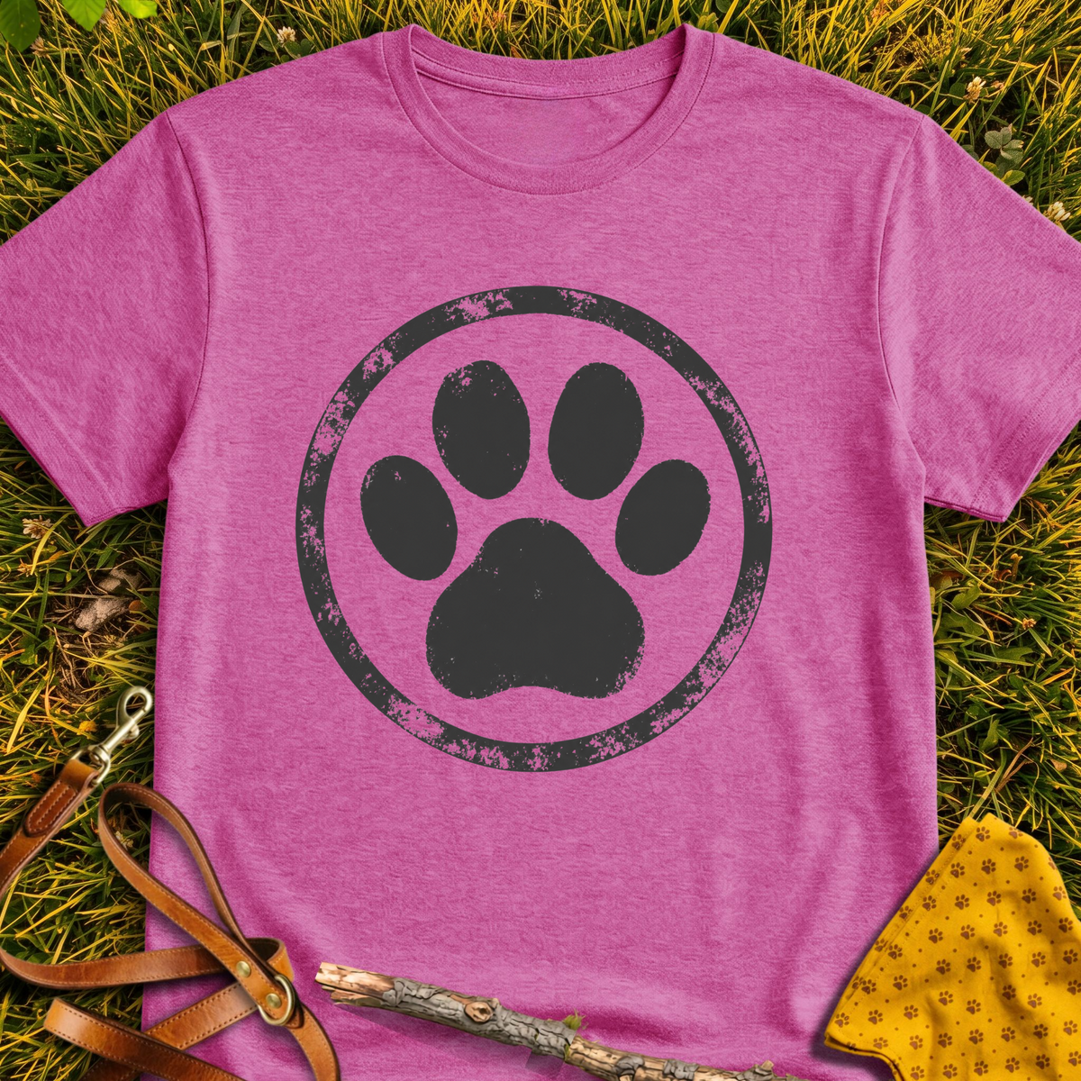 Paw Stamp T-shirt T-shirt in Heather Berry - Furever Mode rescue dog tee