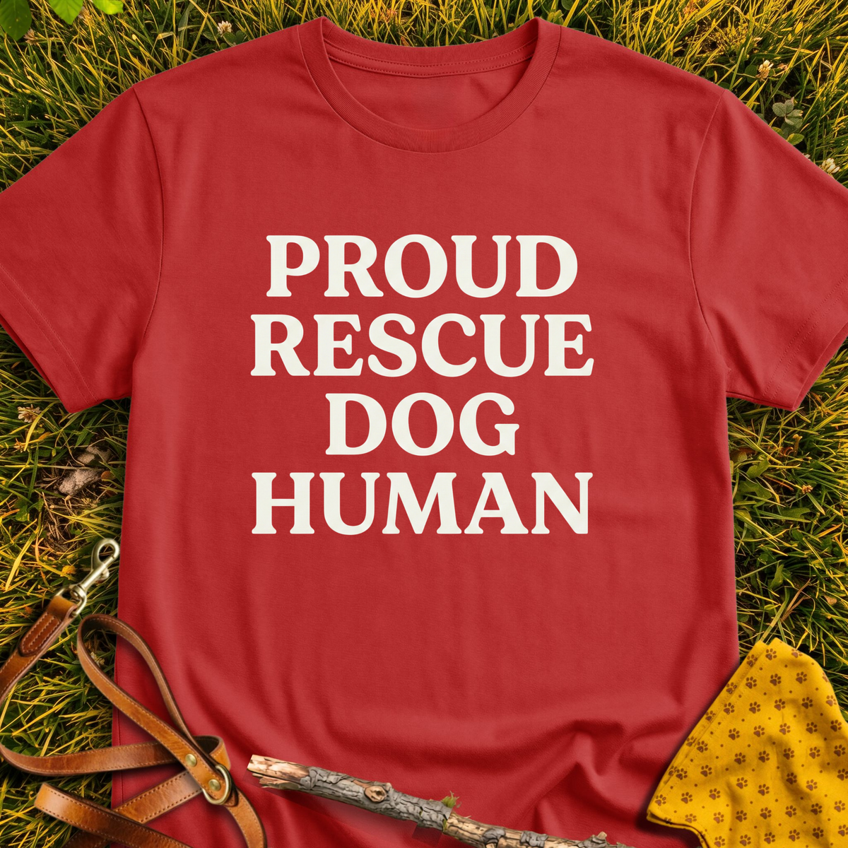 Proud Rescue Human T-shirt T-shirt in Red - Furever Mode rescue dog tee