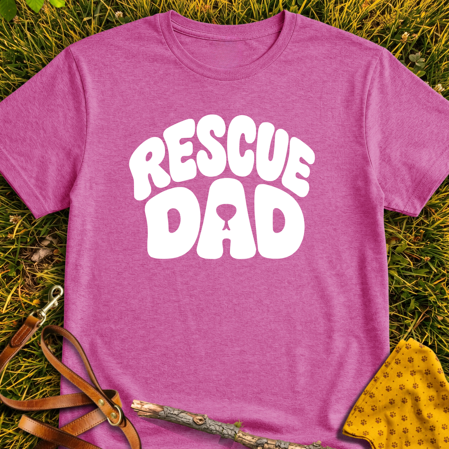 RescueDad T-shirt T-shirt in Heather Berry - Furever Mode rescue dog tee