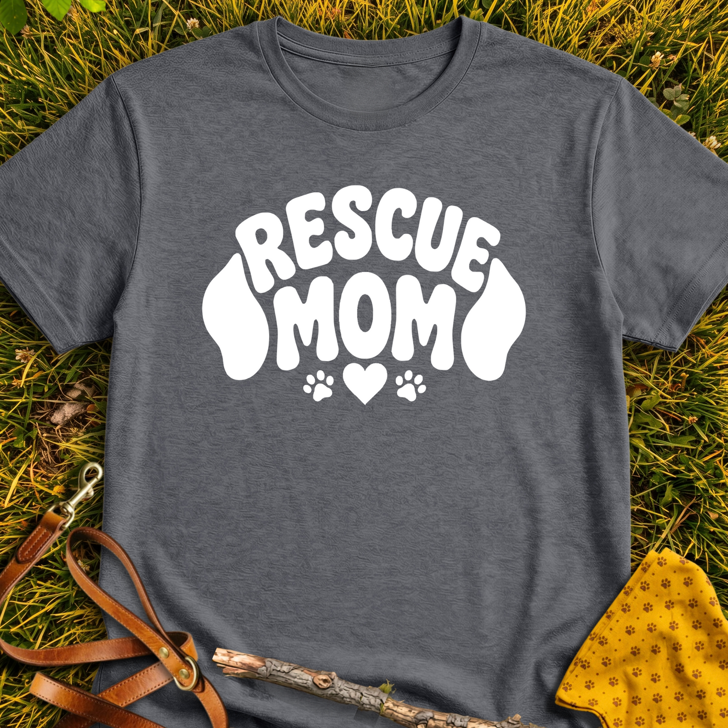 RescueMom T-shirt T-shirt in Dark Heather - Furever Mode rescue dog tee