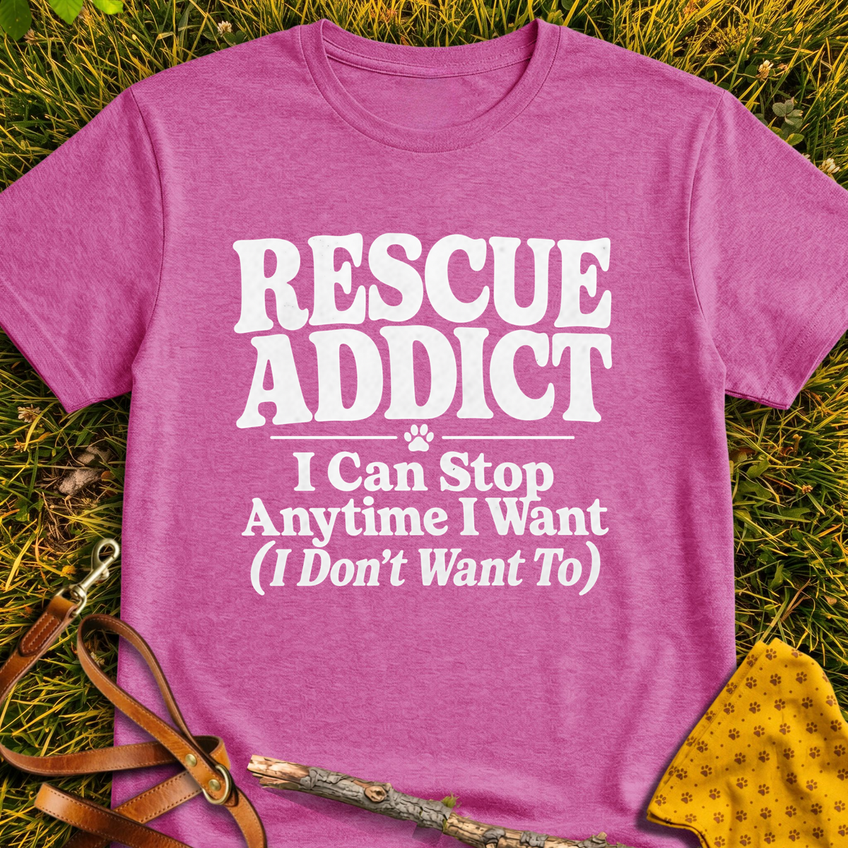 Rescue Addict T-shirt T-shirt in Heather Berry - Furever Mode rescue dog tee