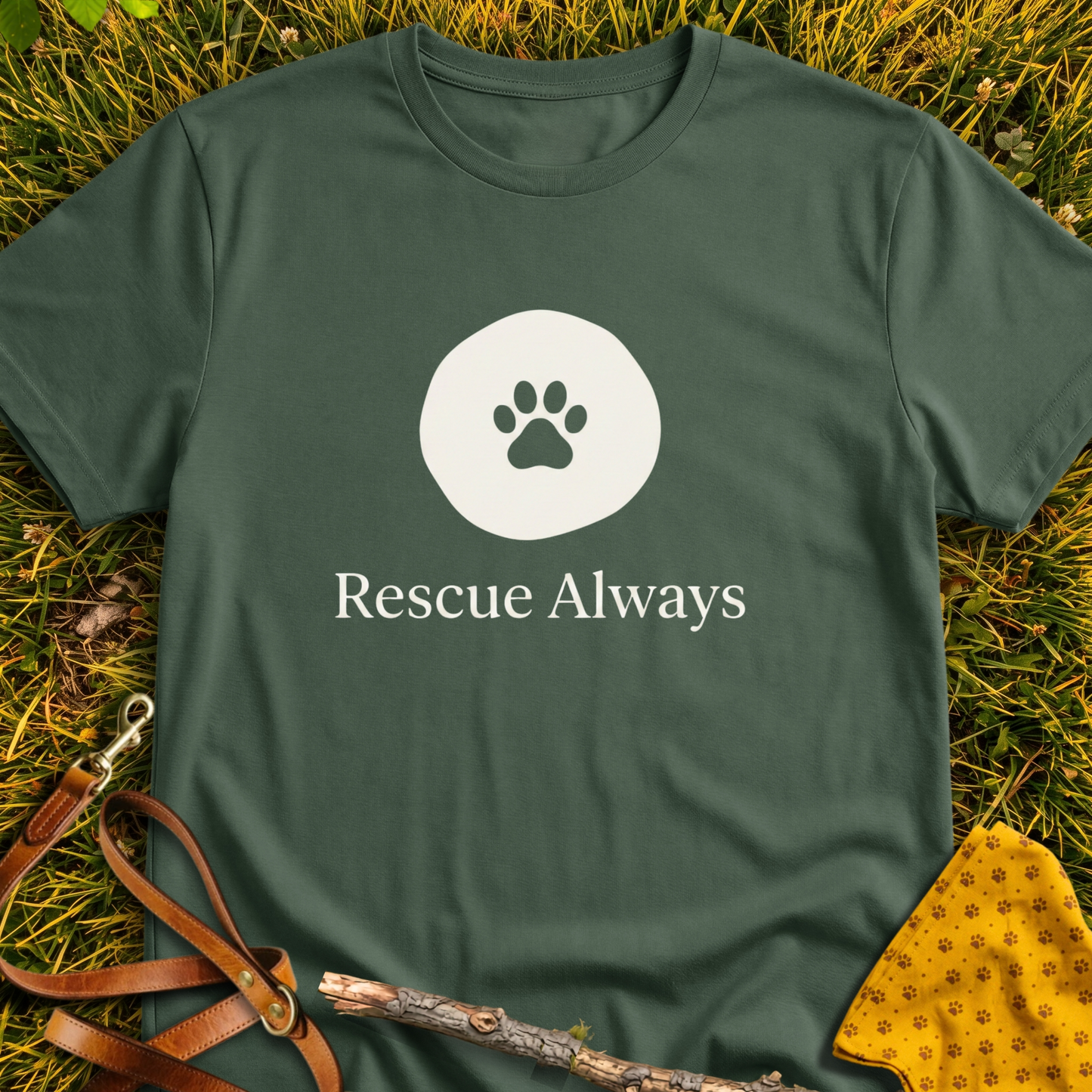 Rescue Always T-shirt T-shirt in Military Green - Furever Mode rescue dog tee
