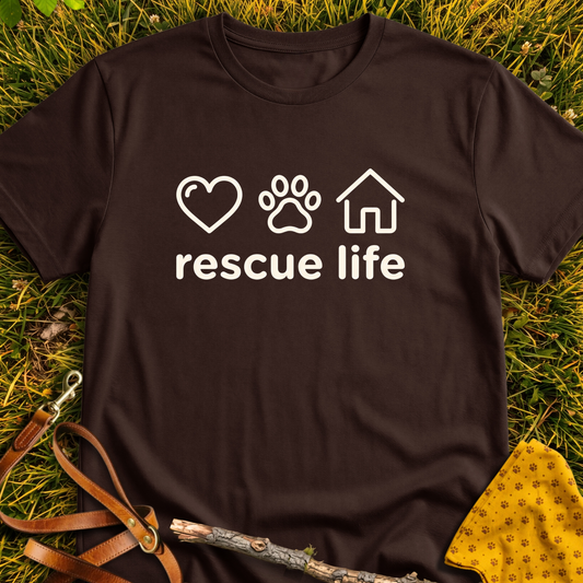 Rescue Life T-shirt T-shirt in Dark Chocolate - Furever Mode rescue dog tee