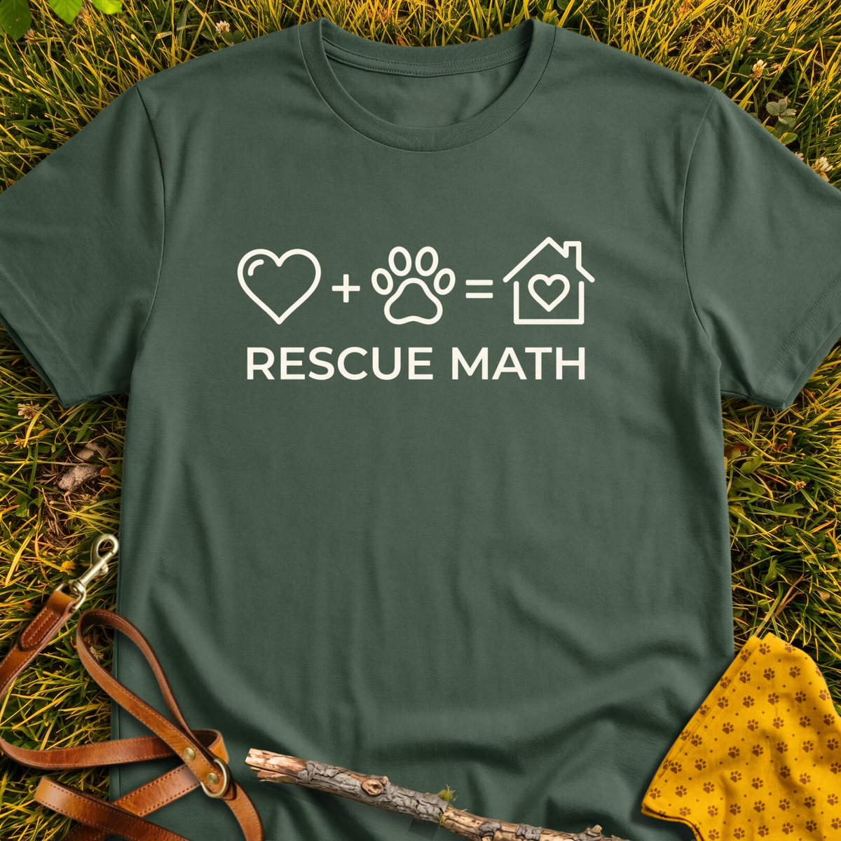 Rescue Math T-shirt T-shirt in Military Green - Furever Mode rescue dog tee