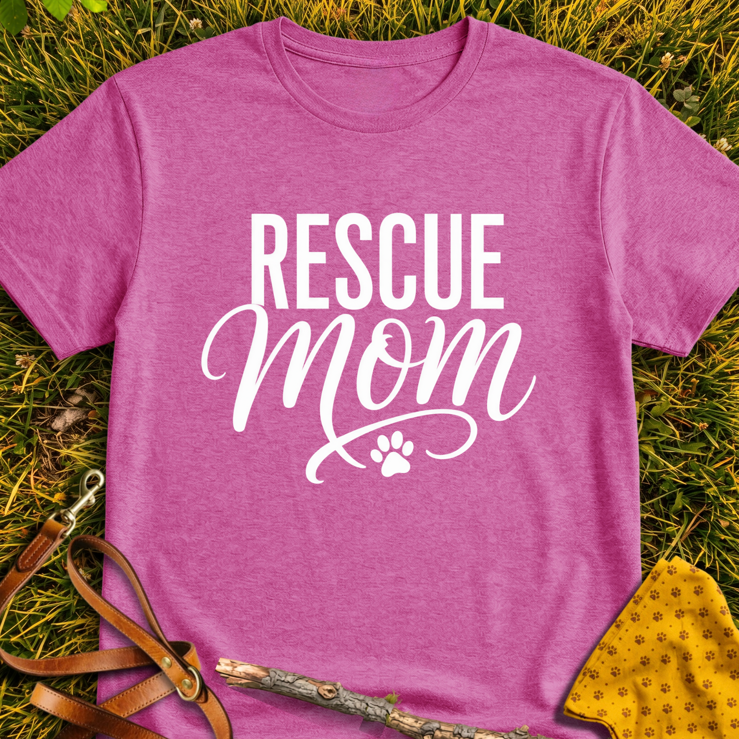 Rescue Mom T-shirt T-shirt in Heather Berry - Furever Mode rescue dog tee