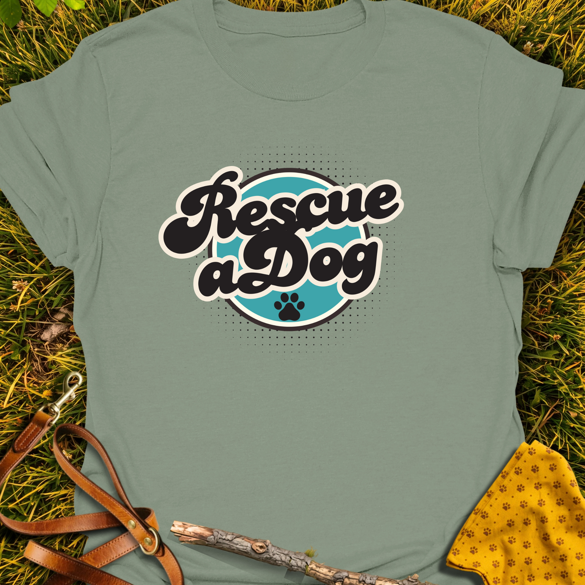 Rescue a Dog T-shirt T-shirt in Sage - Furever Mode rescue dog tee