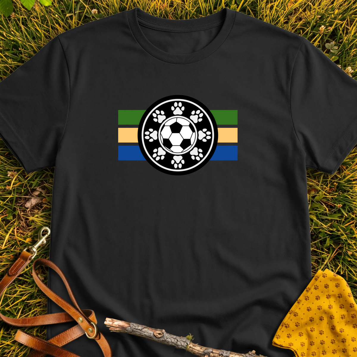 Soccer Paw T-shirt T-shirt in Black - Furever Mode rescue dog tee