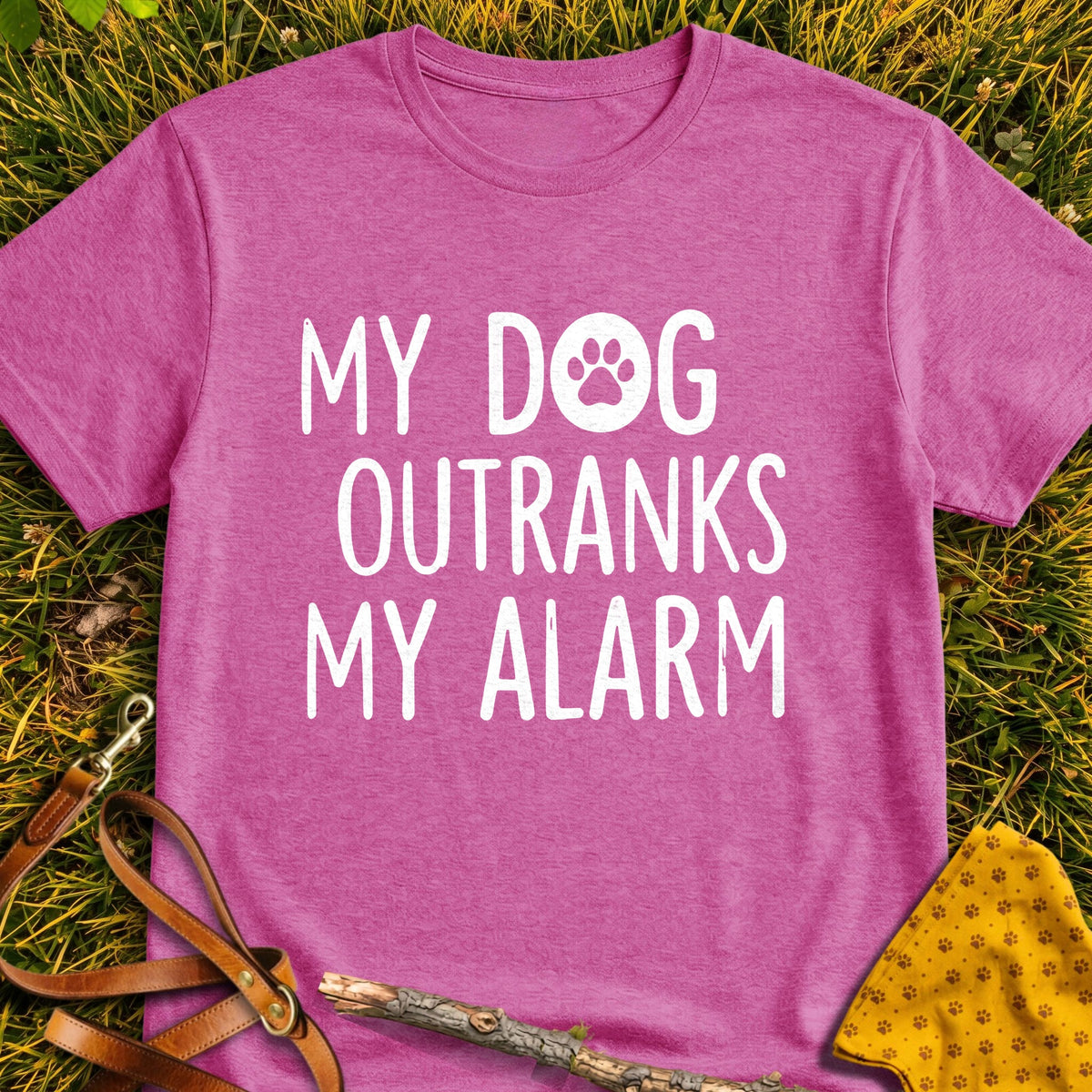 Alarm Priority T-shirt in Heather Berry - Furever Mode rescue dog tee