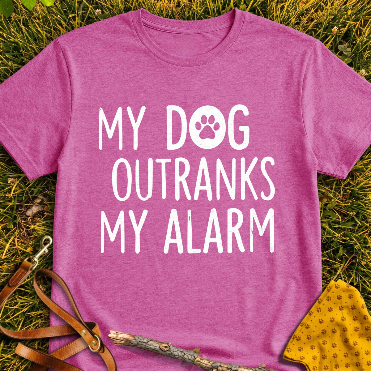 Alarm Priority T-shirt in Heather Berry - Furever Mode rescue dog tee