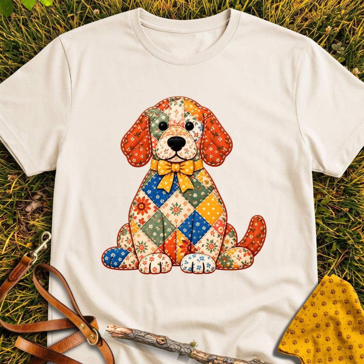 Bow Pup T-shirt in Natural - Furever Mode rescue dog tee