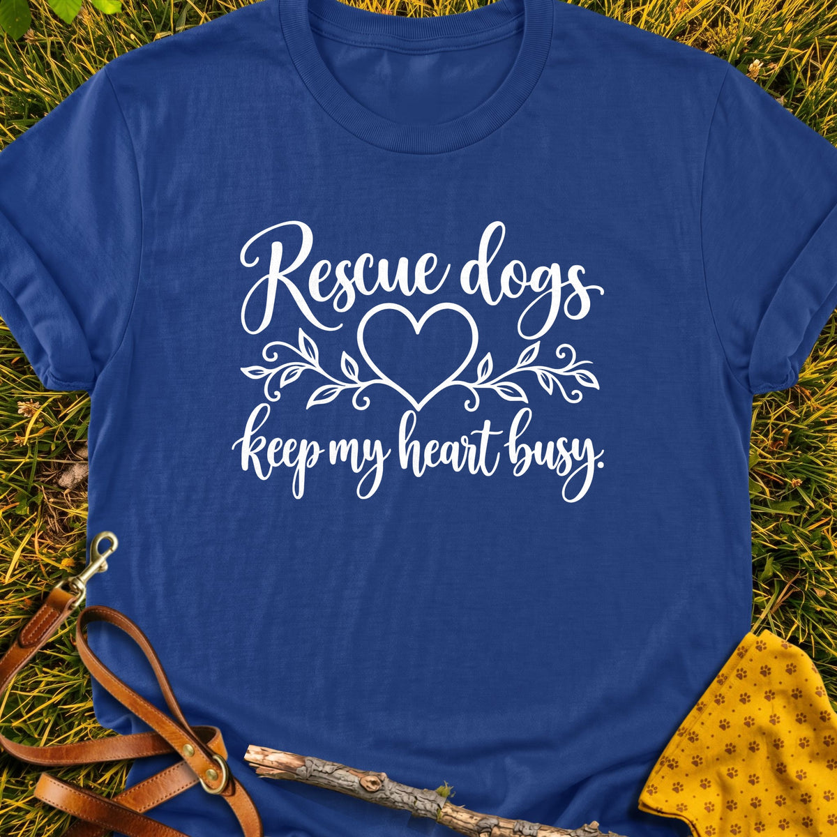Busy Heart T-shirt in Metro Blue - Furever Mode rescue dog tee