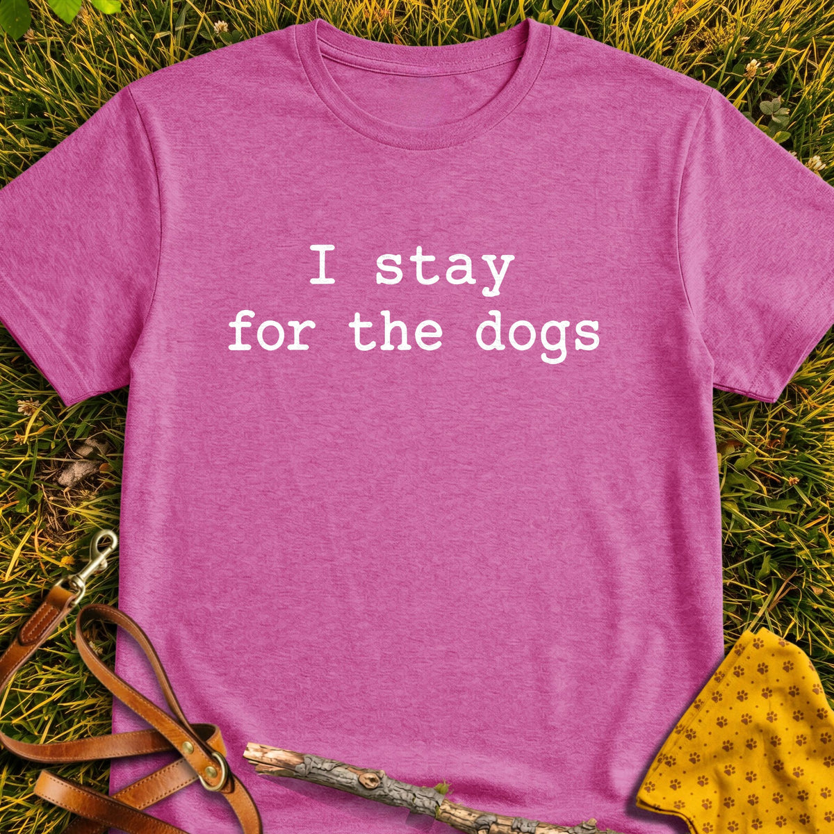 Dog Stay T-shirt in Heather Berry - Furever Mode rescue dog tee