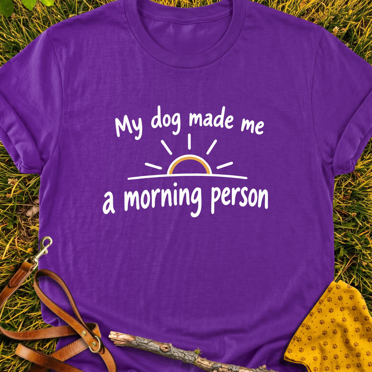 Early Riser T-shirt in Purple - Furever Mode rescue dog tee