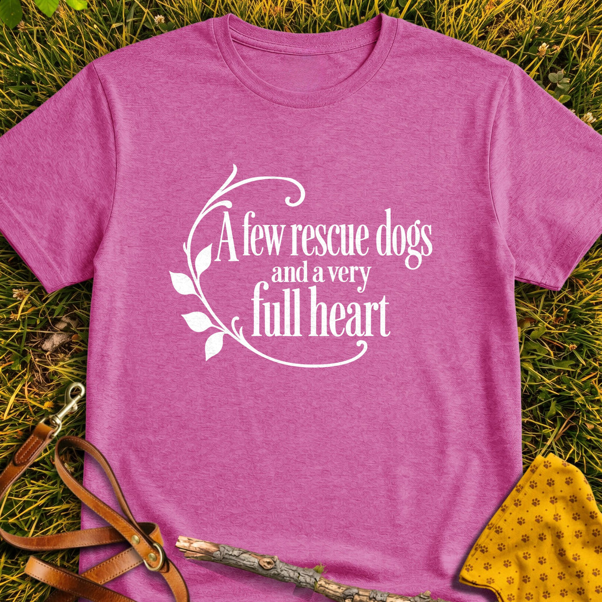 Full Heart T-shirt in Heather Berry - Furever Mode rescue dog tee