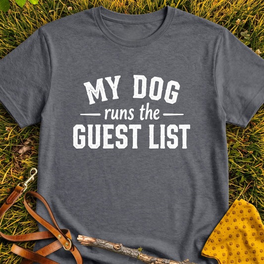Guest List T-shirt in Dark Heather - Furever Mode rescue dog tee