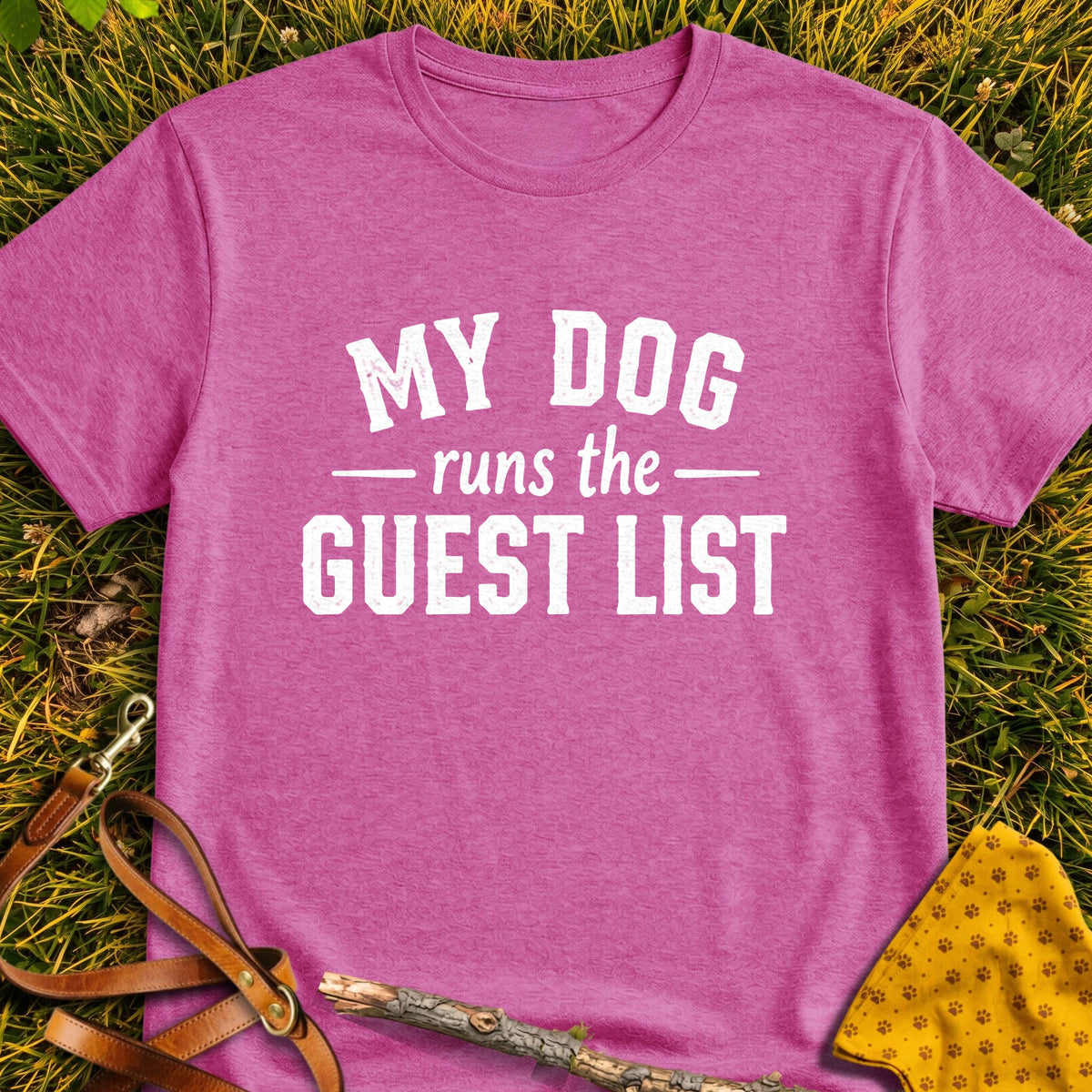 Guest List T-shirt in Heather Berry - Furever Mode rescue dog tee