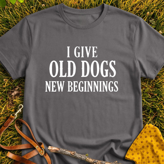 New Beginnings T-shirt in Charcoal - Furever Mode rescue dog tee